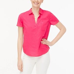 J.Crew Pink Short-sleeve Popover in 100% Linen